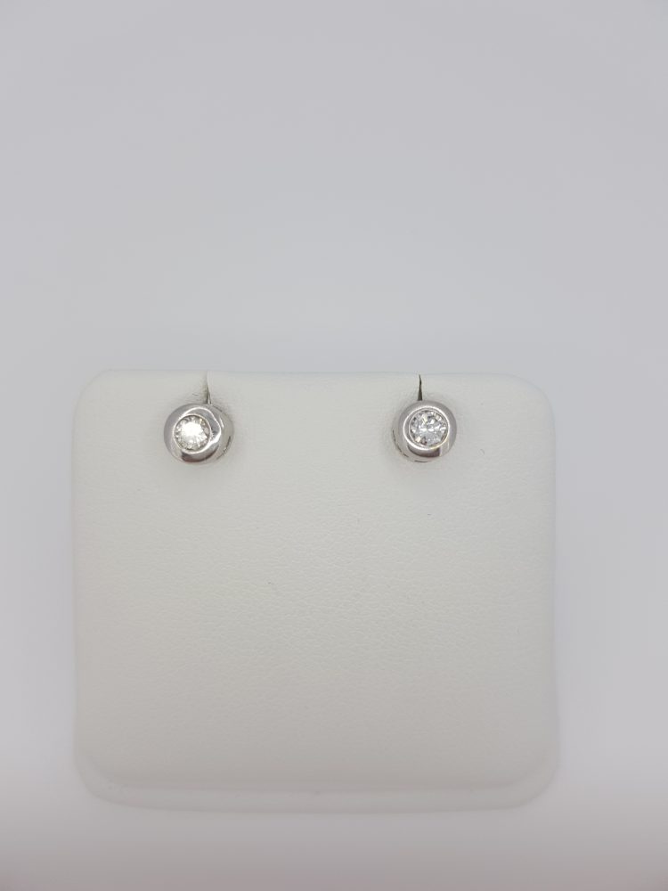 Bezel Set 0.30ct Diamond Solitaire Stud Earrings in 18ct White Gold
