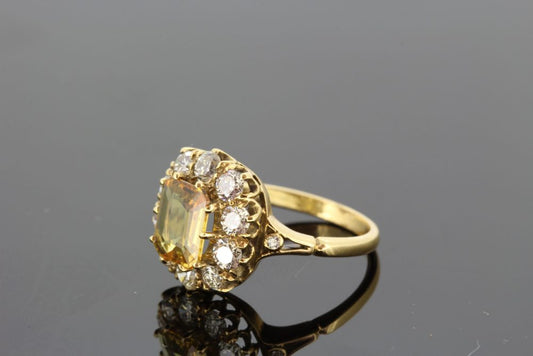 1.90ct Yellow Sapphire and Diamond Cluster Ring in 18ct Yellow Gold