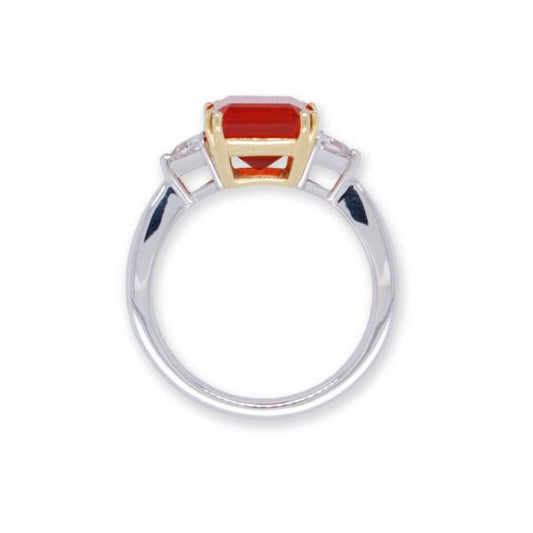 Vintage Fire Opal and Diamond Ring, 2.78 carats, 18ct White Gold