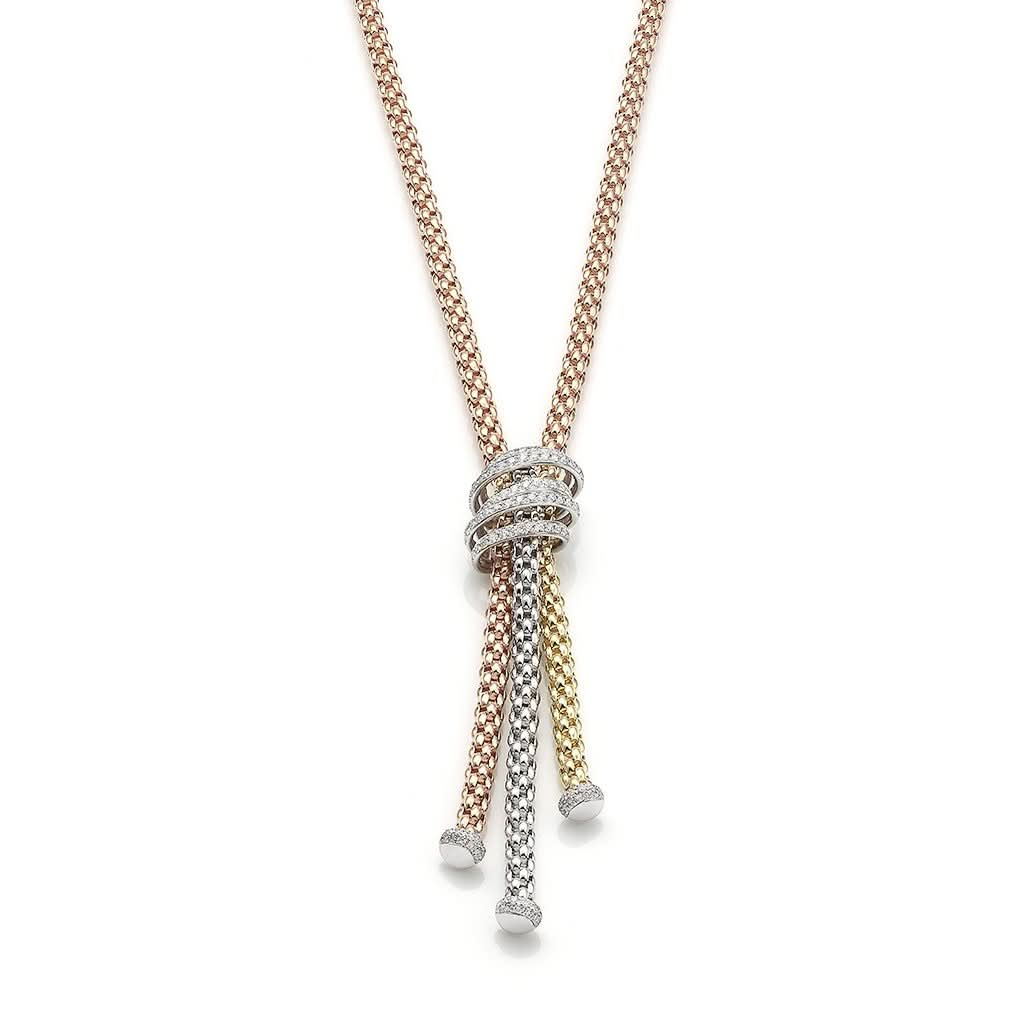 FOPE Designer Jewellery FOPE SOLO MiaLuce 18ct Rose White & Yellow Gold MiaLuce Necklace with Diamond-set Rondels