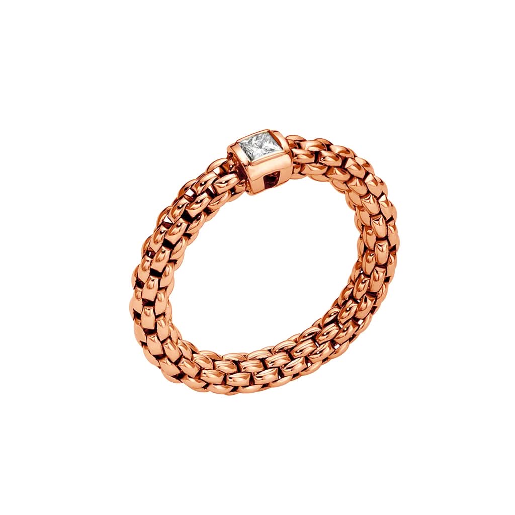 FOPE Souls Rose Gold Diamond-Set 'Flex'it' Ring