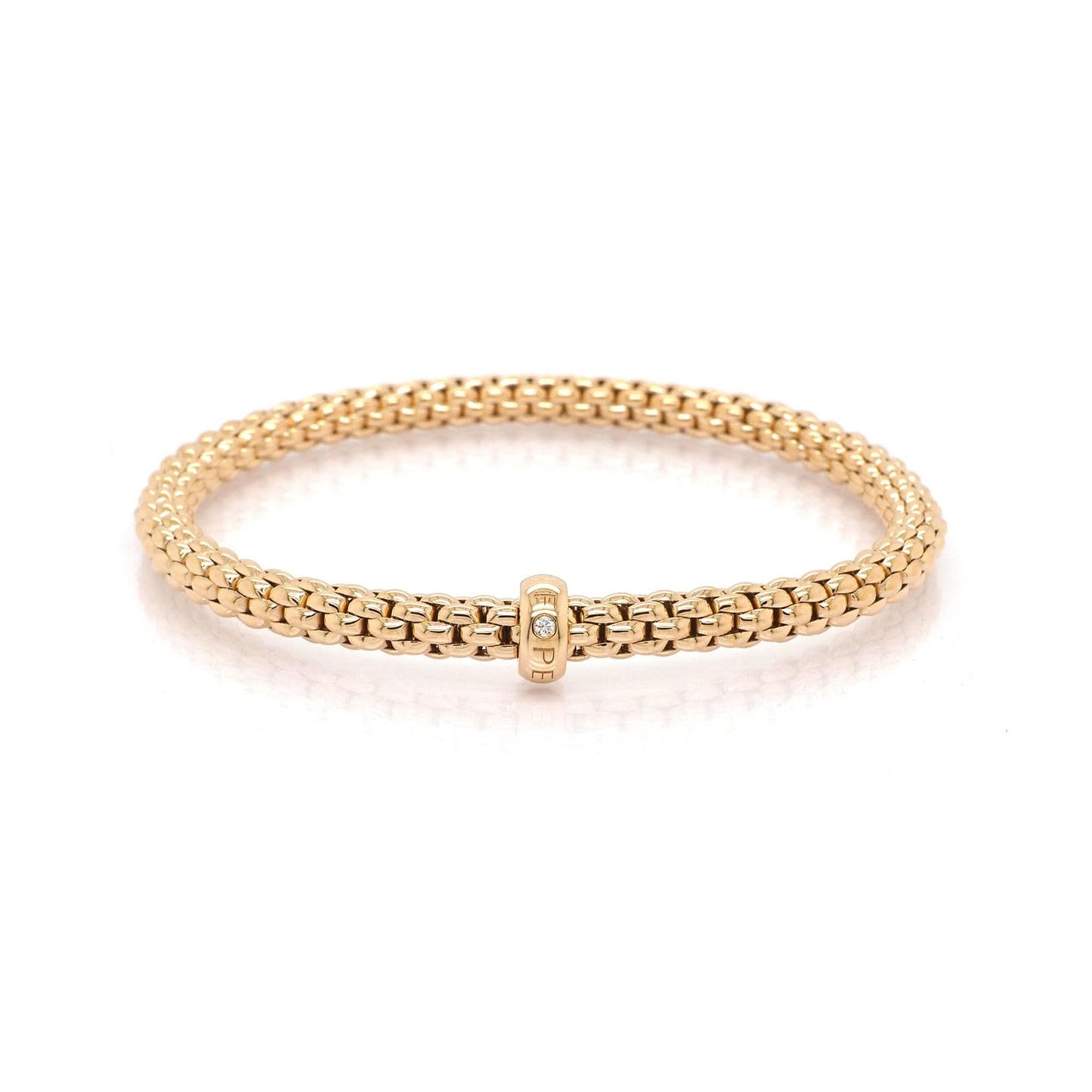FOPE Jewellery FOPE 18ct Rose Gold Flex'it Bracelet with Diamond-Set Rondel