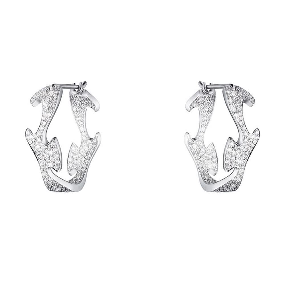Georg Jensen Jewellery Georg Jensen Fusion Hoop Earrings - 18ct White Gold and Diamonds (3518412)