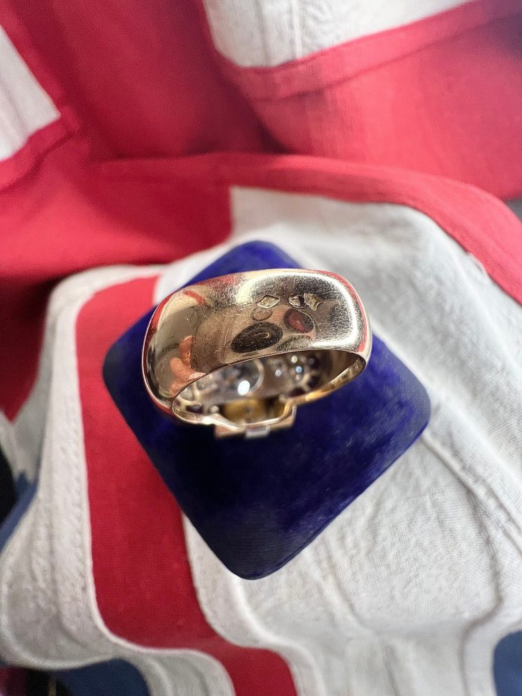 Art Deco French Diamond and Ruby Cluster Statement Cocktail Ring