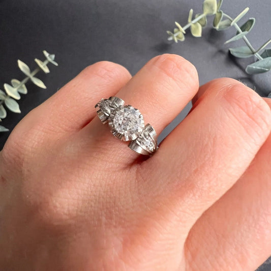 Antique Platinum 0.60 Carat Single Stone Diamond Engagement Ring, Circa 1920