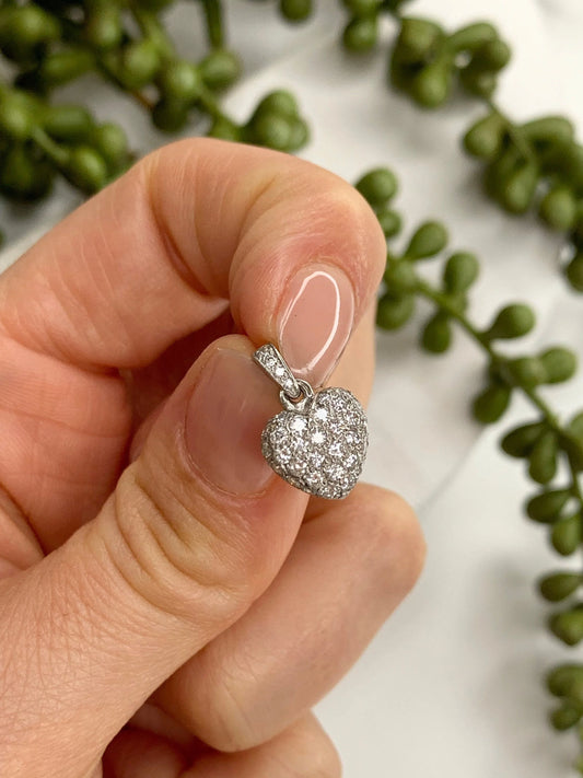 Platinum Diamond Pave Heart Pendant