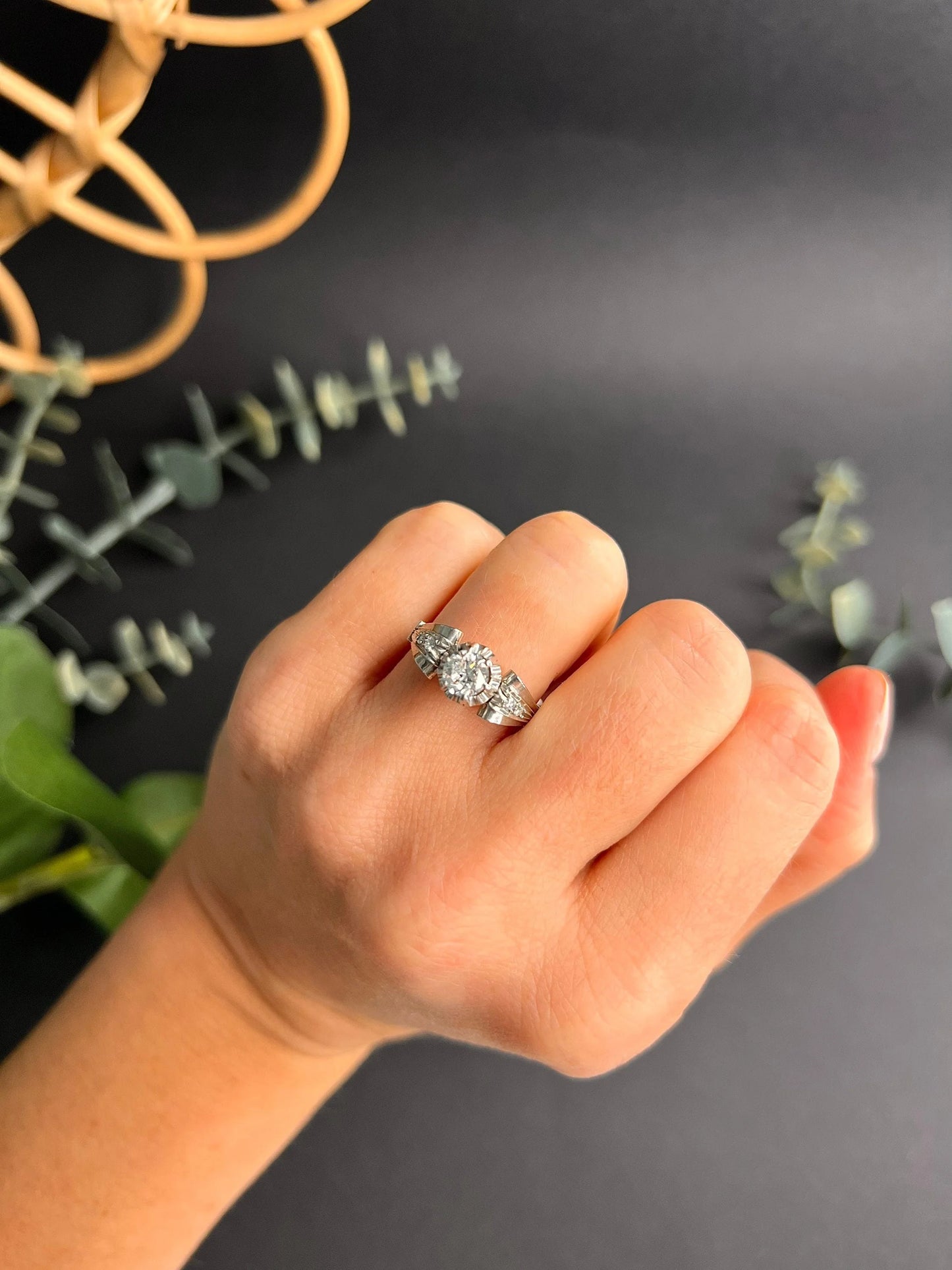 Antique Platinum 0.60 Carat Single Stone Diamond Engagement Ring, Circa 1920
