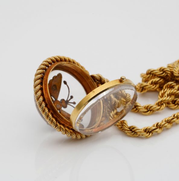 Antique Victorian French Rock Crystal Diamond Pearl Rare Locket Pendant