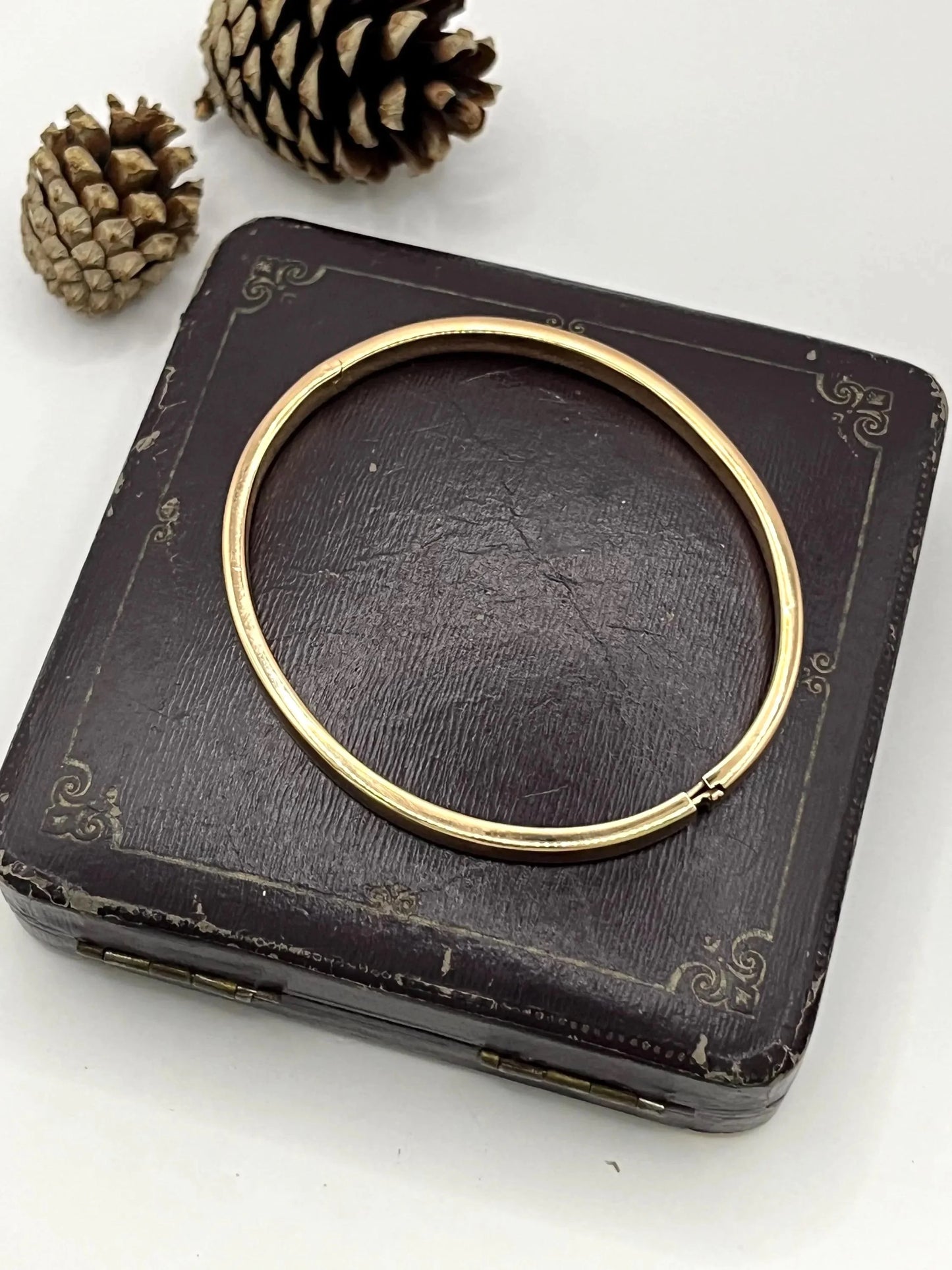 Vintage 1980's 18 Carat Rose Gold, Plain Hinged Bangle