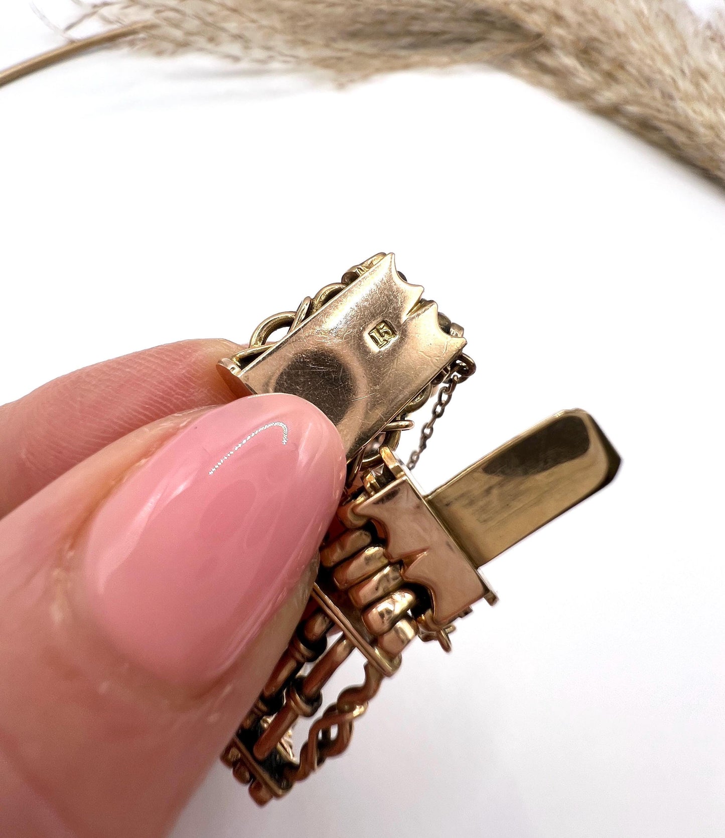 Antique 15ct Yellow Gold Stamped, 1920s Gate Bracelet