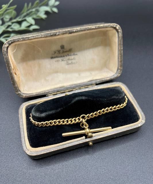 Antique 18ct Yellow Gold, Victorian Curb Link Albert Bracelet