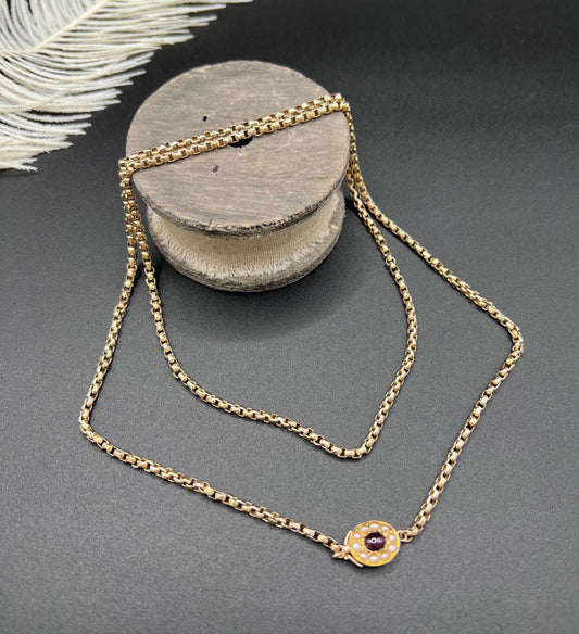 Antique Edwardian 9ct Rose Gold Belcher Chain with Fancy Clasp - 33.5 Inch