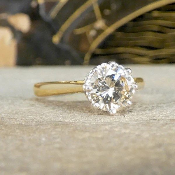 Classic 1.16 Carat Diamond Solitaire Engagement Ring In 18 Carat Yellow And White Gold