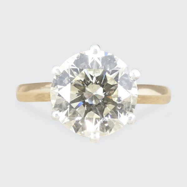Classic 2.78 Carat Diamond Solitaire Engagement Ring In 18 Carat Yellow And White Gold