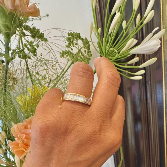 Contemporary Diamond Row Ring In 18 Carat Yellow Gold