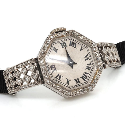 Art Deco Platinum Quartz Cocktail Watch, Circa 1920