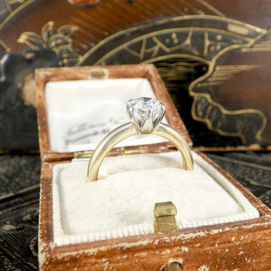 Classic Diamond Solitaire Engagement Ring In 14 Carat White And Yellow Gold