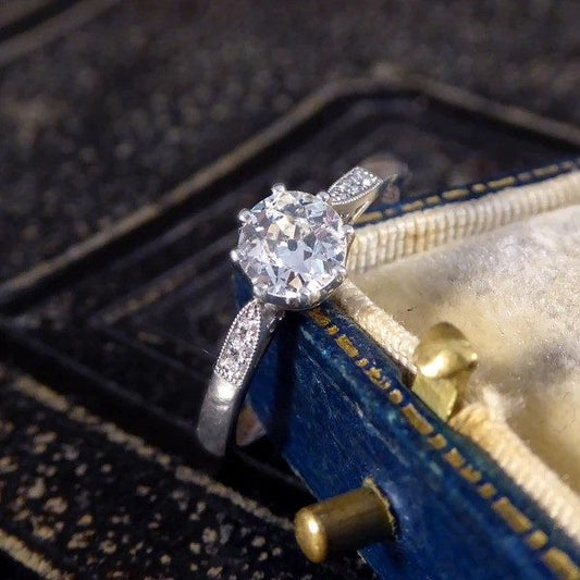 Diamond solitaire engagement ring in platinum.