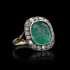 Antique 15 Carat Yellow Gold Ring With 7 Carat Colombian Emerald And Old Cut Diamonds