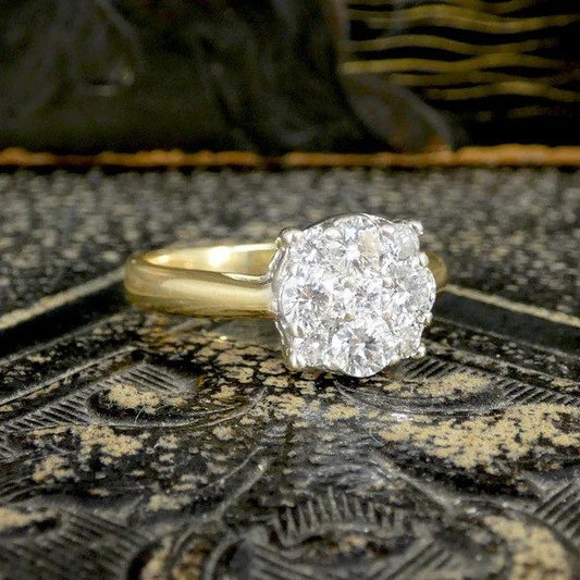 Diamond Illusion Cluster Ring In 18 Carat White And Yellow Gold