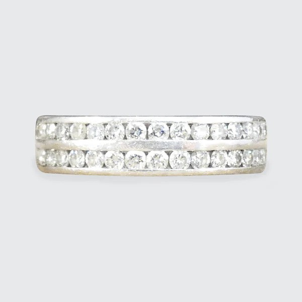 Diamond half eternity ring in platinum.