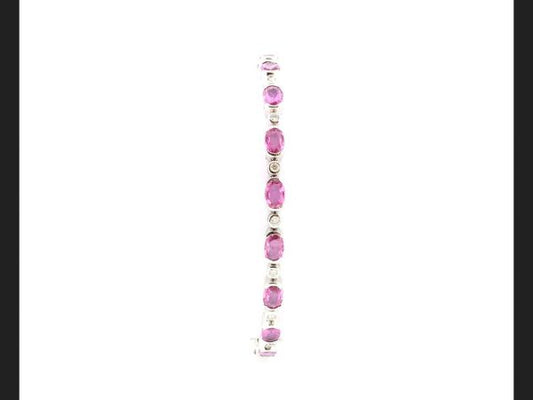 Pink Sapphire and Diamond Bracelet, 9.10 carats total, 18ct White Gold