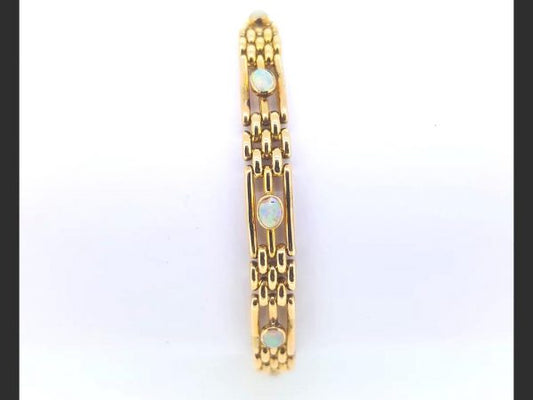 Victorian Gate Bracelet set with Opals, 15ct Yellow Gold