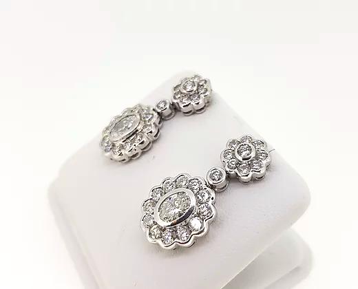 Diamond Drop Earrings, total diamond weight 4.10 carats