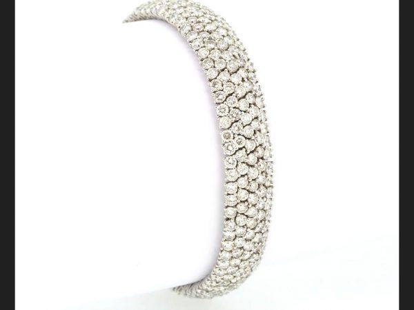 Pave set diamond bracelet; estimated 18.00ct total; set in 18ct white gold, 22g
