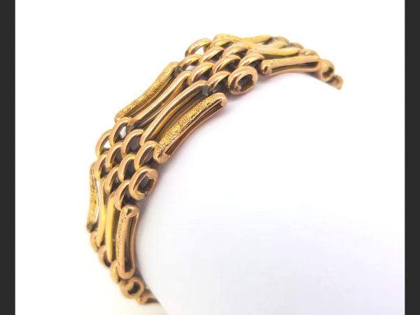 Victorian gate bracelet, with padlock, alternate links of bars and clusters, 9ct yellow gold, 26.2g