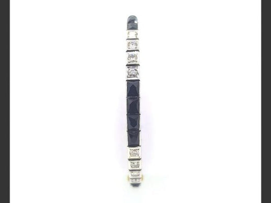 Onyx and Diamond Line Bracelet, 2.00 carats, 14ct White Gold