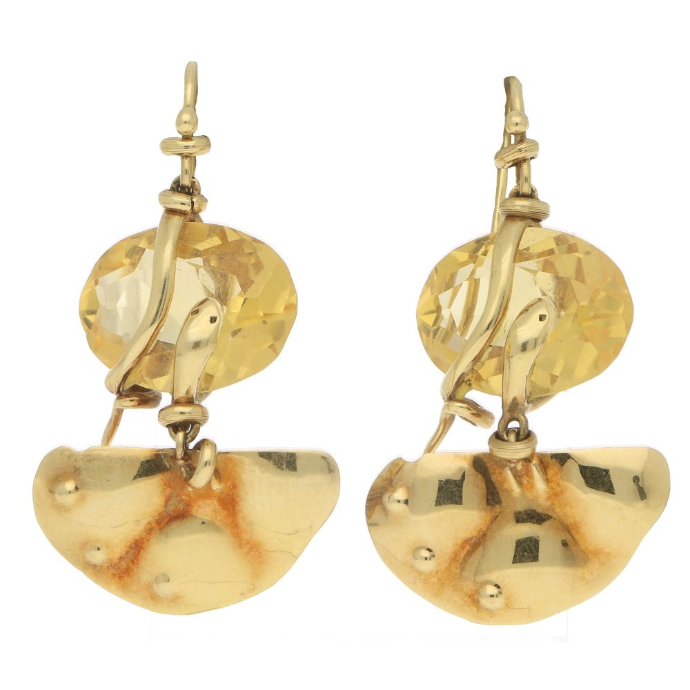 La Squadra citrine gold earrings with snake detail