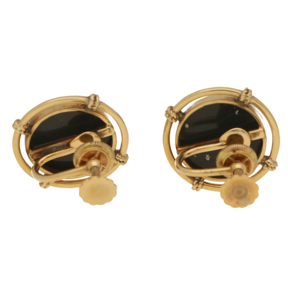 Victorian Antique Sardonyx Golfing Earrings