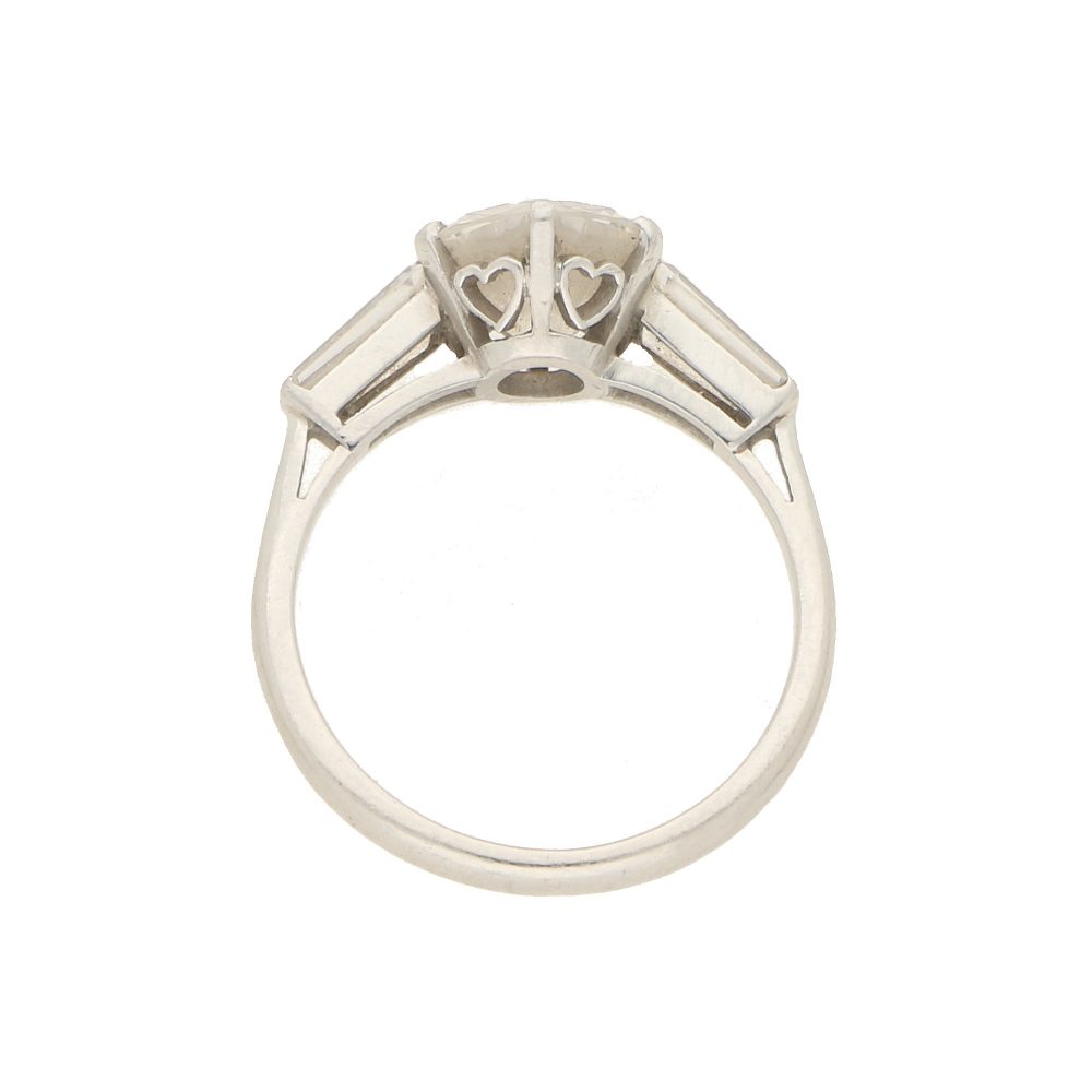 1.85ct Diamond Solitaire Ring With Baguette Cut Shoulders in Platinum