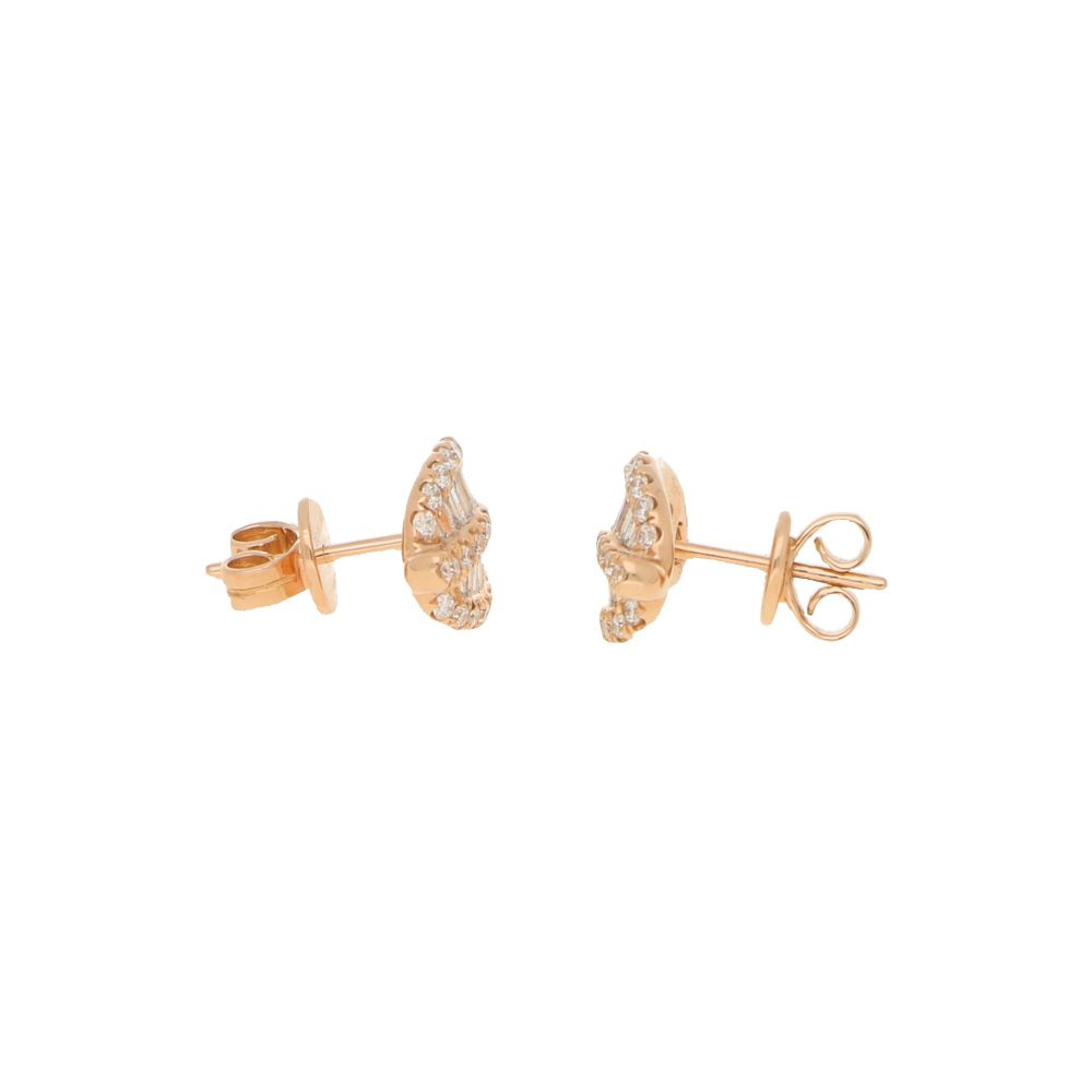 Diamond Leaf Stud Earrings in 18ct Rose Gold