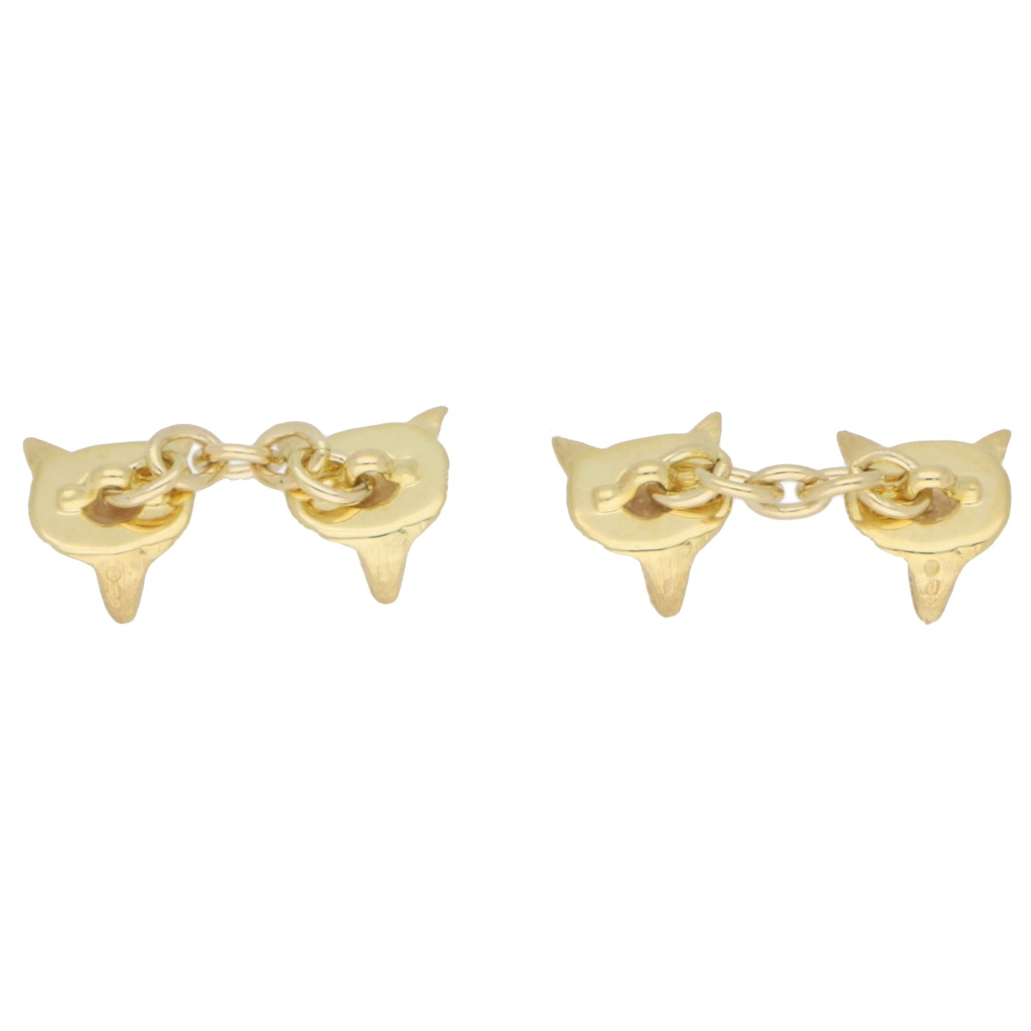 9 Carat Yellow Gold Fox Head Cufflinks with Ruby Eyes