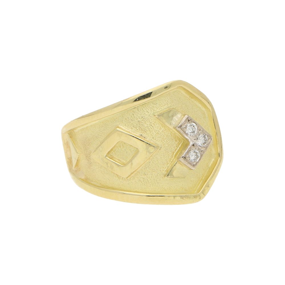 Etruscan Diamond Band Ring In 18 Carat Yellow Gold