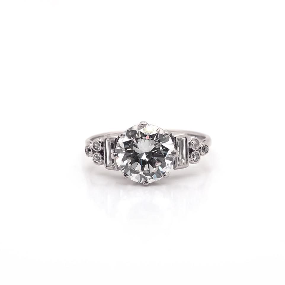 Art Deco 2.45ct Old Cut Diamond Engagement Ring, Circa 1930