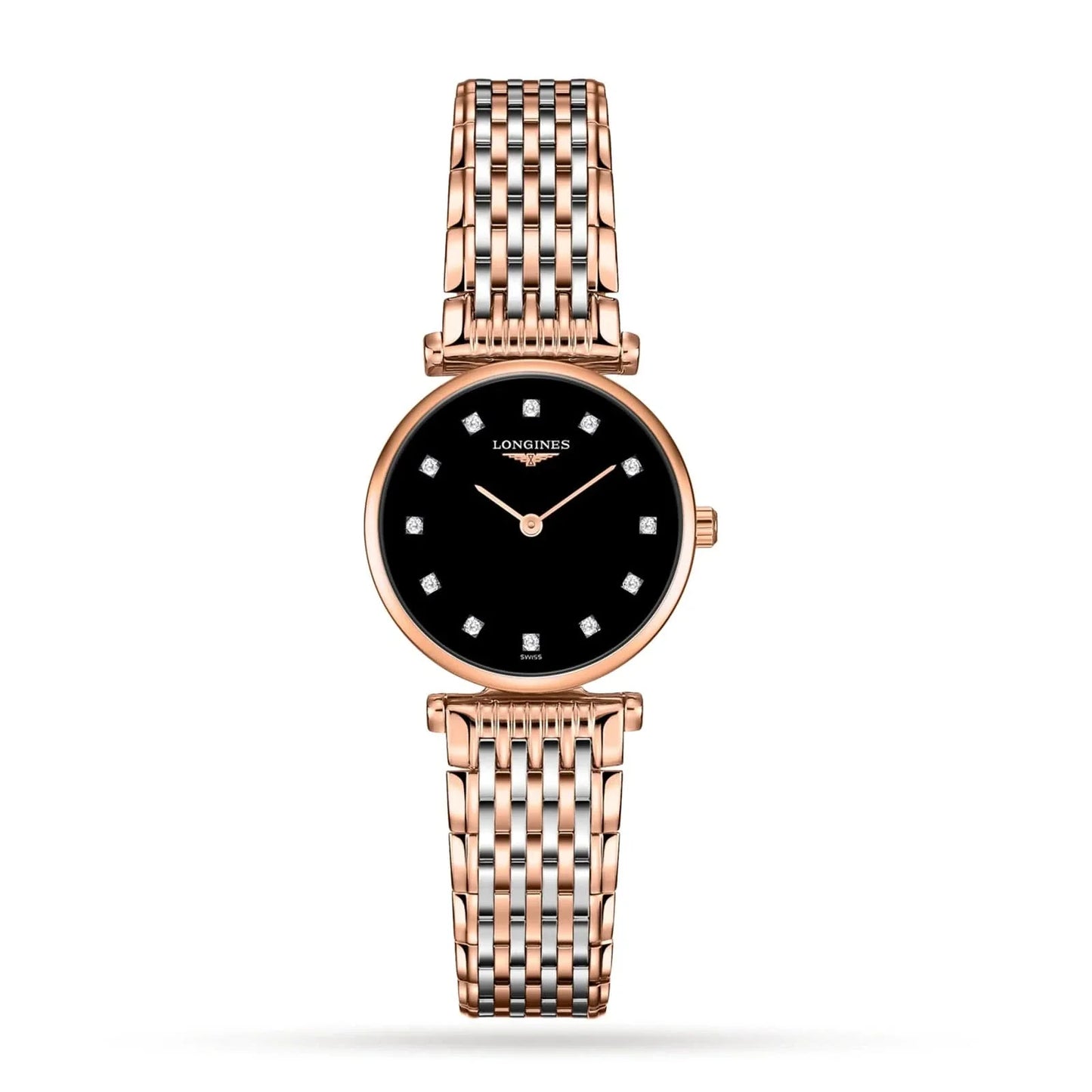 LA GRANDE CLASSIQUE DE LONGINES bicolour steel and gold watch with black dial L45121577