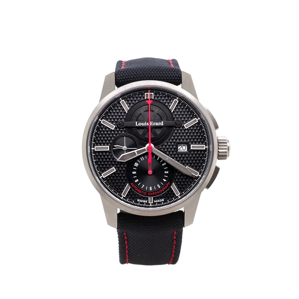 LOUIS ERARD 1931 Titanium Automatic Watch with Black Fabric Strap