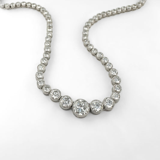 Graduated 12.5ct Diamond Riviera Necklace in Platinum