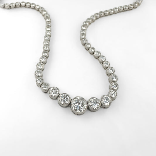 Graduated 12.5ct Diamond Riviera Necklace in Platinum