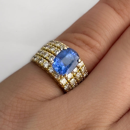 2.5ct Cornflower No Heat Ceylon Sapphire and Diamond Dress Ring