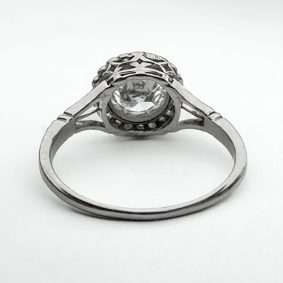 Antique Edwardian 1.2ct Old Transitional Cut Diamond Halo Engagement Ring in Platinum