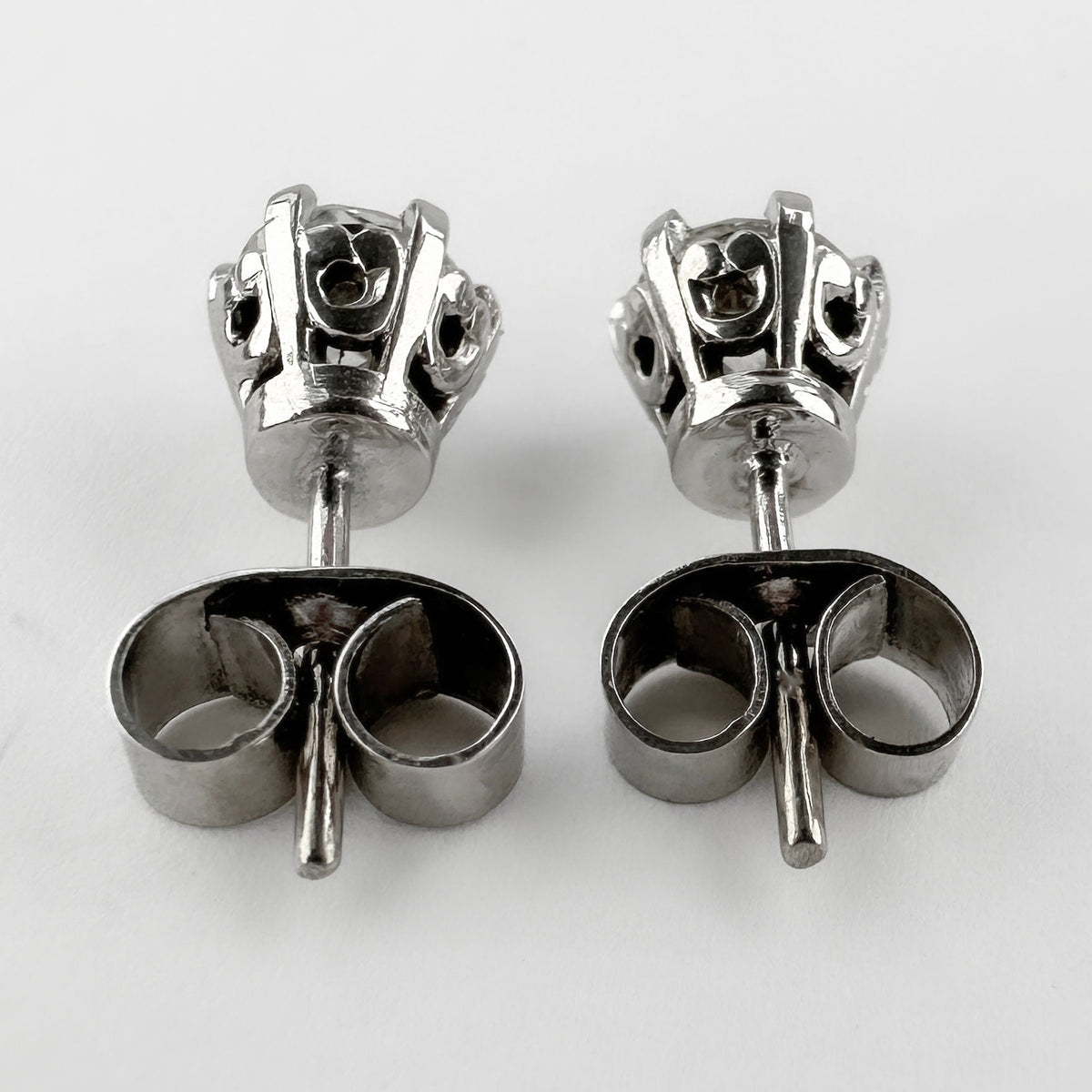 Vintage 1ct Diamond Solitaire Stud Earrings