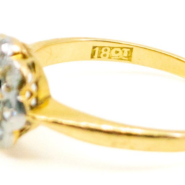 Vintage Sapphire and Old Mine Cut Diamond Cluster Engagement Ring