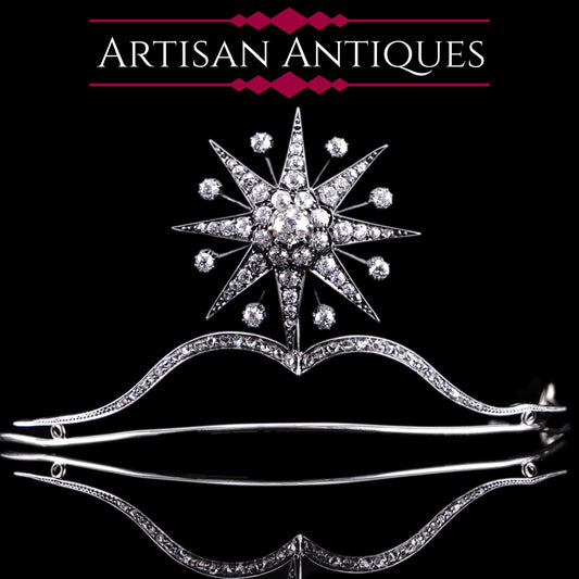 Spectacular Antique Victorian Diamond Tiara with Diamond Star - c.1890
