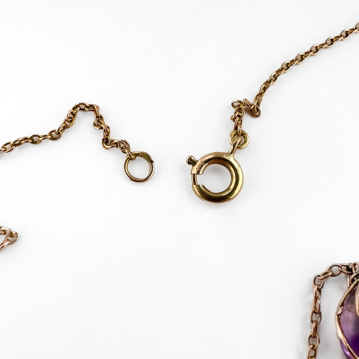 Arts and Crafts Amethyst and Pearl Drop Necklace