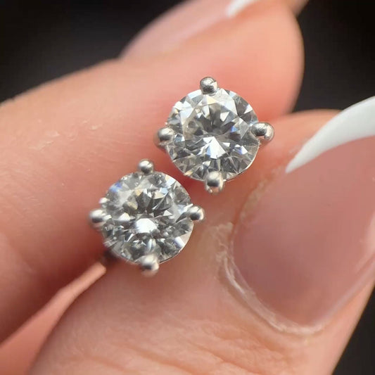 Diamond Solitaire Stud Earrings, 1.76 carats