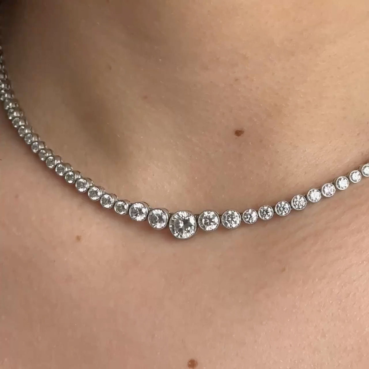 Graduated 12.5ct Diamond Riviera Necklace in Platinum